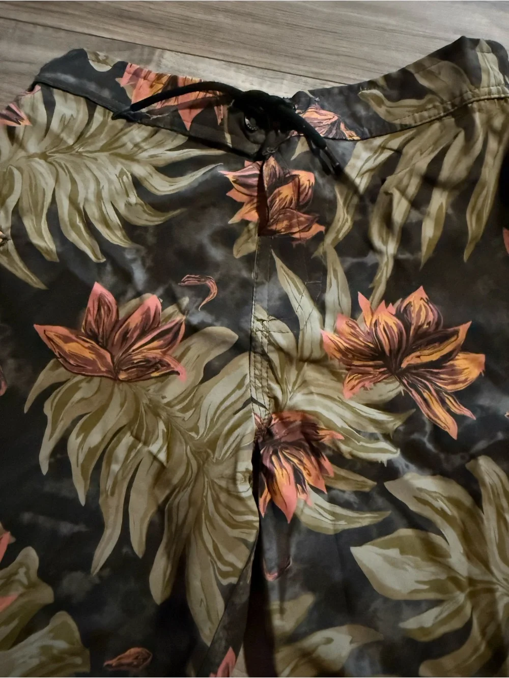 Volcom Youth boys monstera leaf print black Swim Shorts with Orange Floral Print
